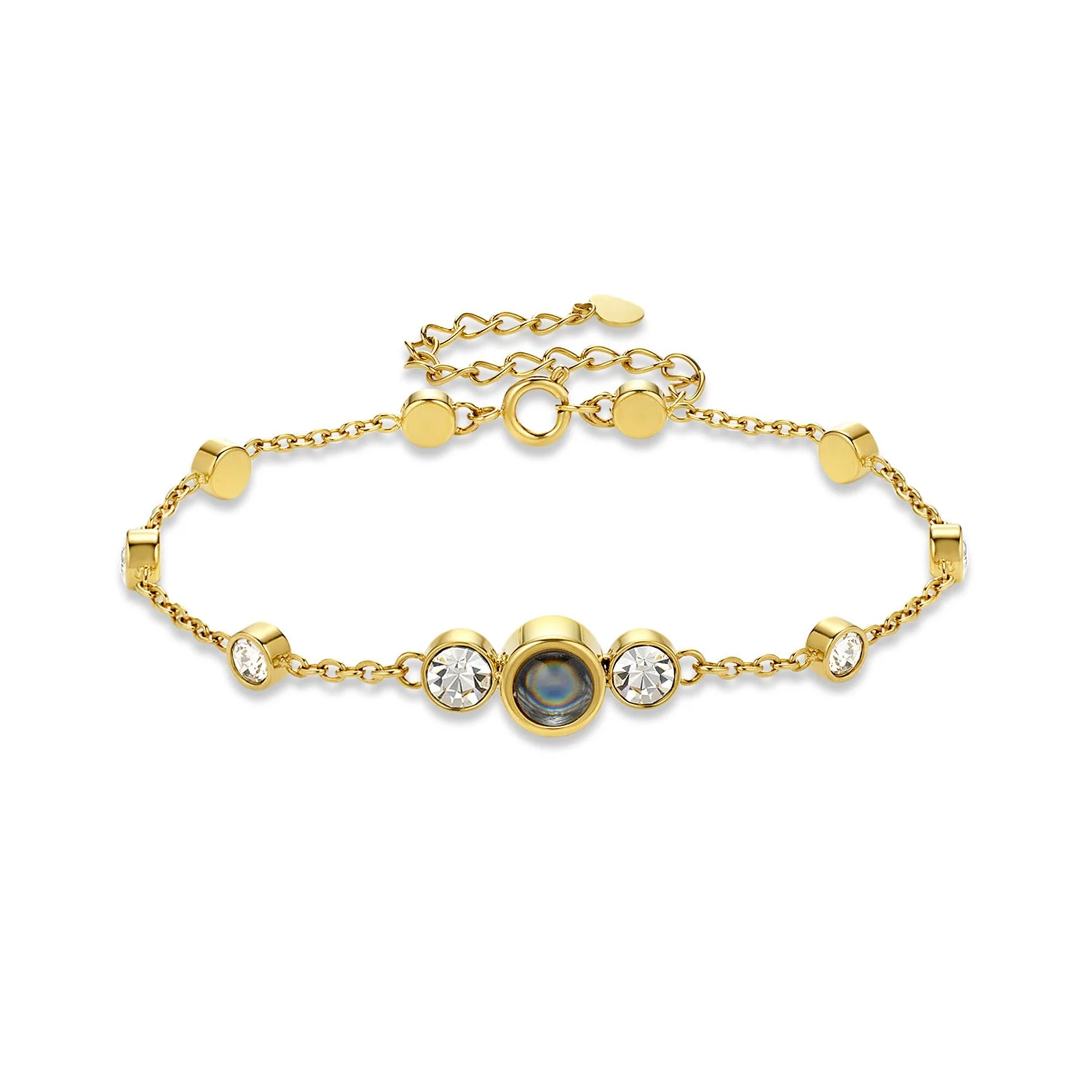 Link Chain Projection Photo Bracelet with Diamonds - Image 7