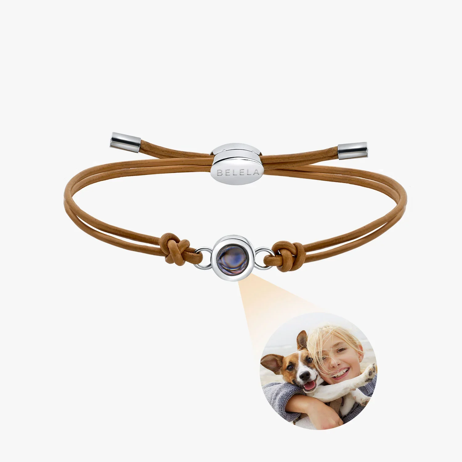 Personalized  Genuine Leather Photo Bracelet - Image 2
