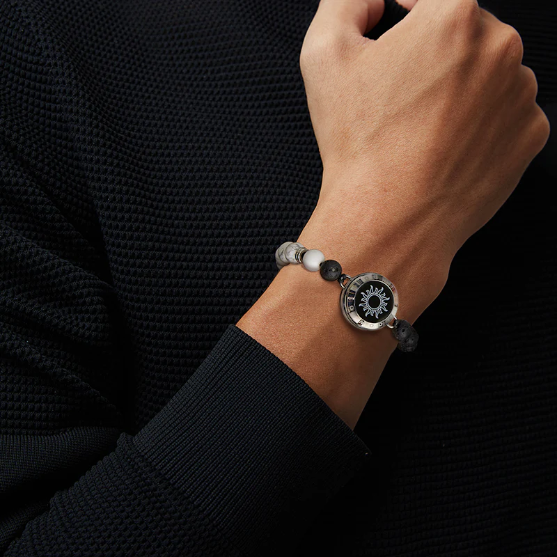 Sun & Moon Touch Bracelets with Phantasmal Beads (Silver+Silver) - Image 4