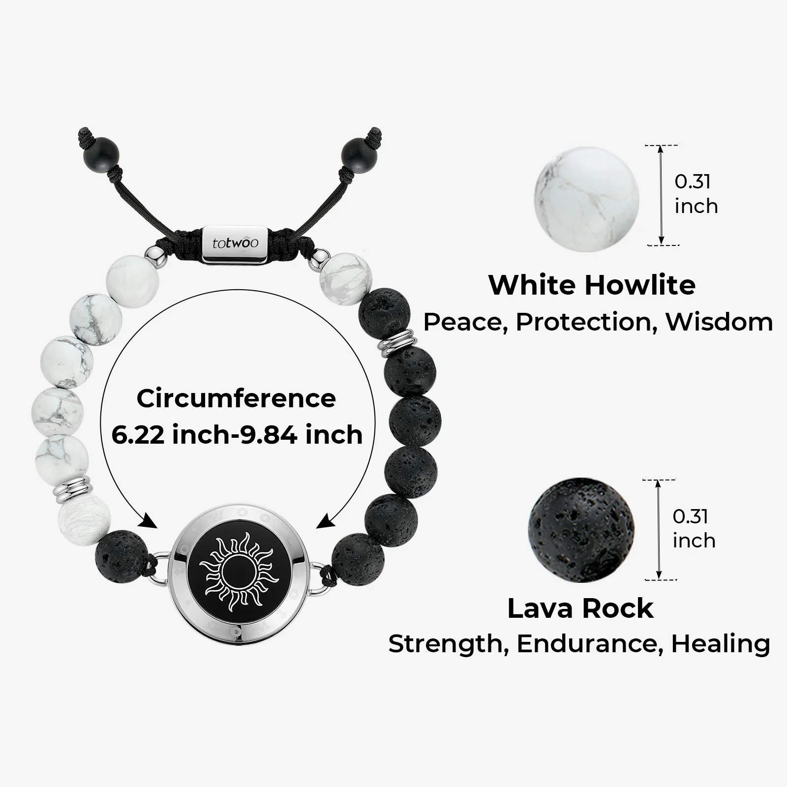Sun & Moon Touch Bracelets with Phantasmal Beads (Silver+Silver) - Image 7
